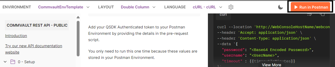 Run in Postman button